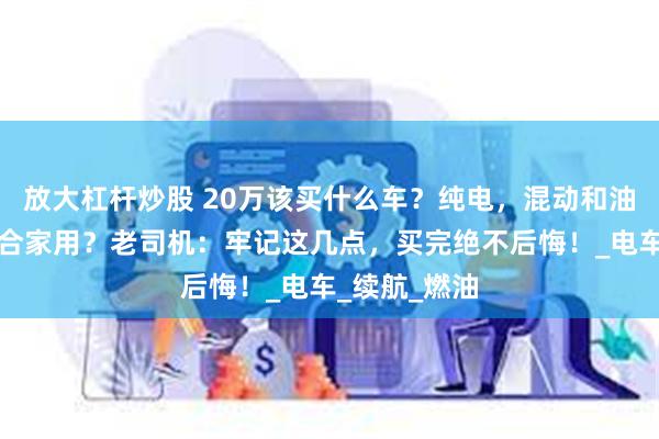 放大杠杆炒股 20万该买什么车？纯电，混动和油车，哪个适合家用？老司机：牢记这几点，买完绝不后悔！_电车_续航_燃油