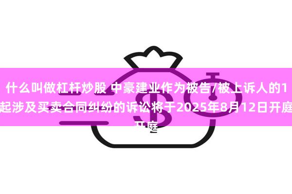 什么叫做杠杆炒股 中豪建业作为被告/被上诉人的1起涉及买卖合同纠纷的诉讼将于2025年8月12日开庭